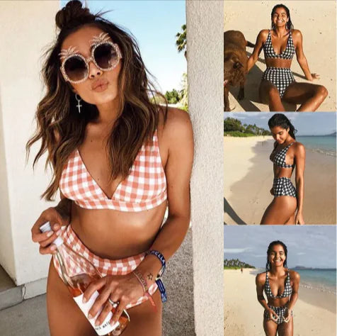Maillot de bain divisé à carreaux