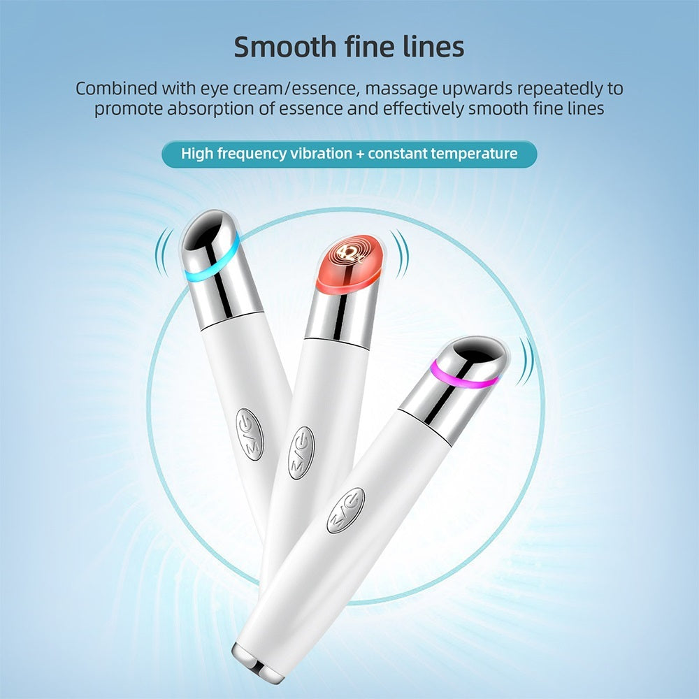 Stylo de massage chauffant pour les yeux – Anti-âge, anti-cernes et poches, avec vibrations soniques pour un effet liftant.