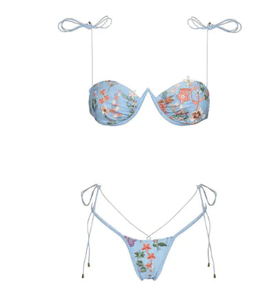 Maillot de Bain Chic Brodé à Fente