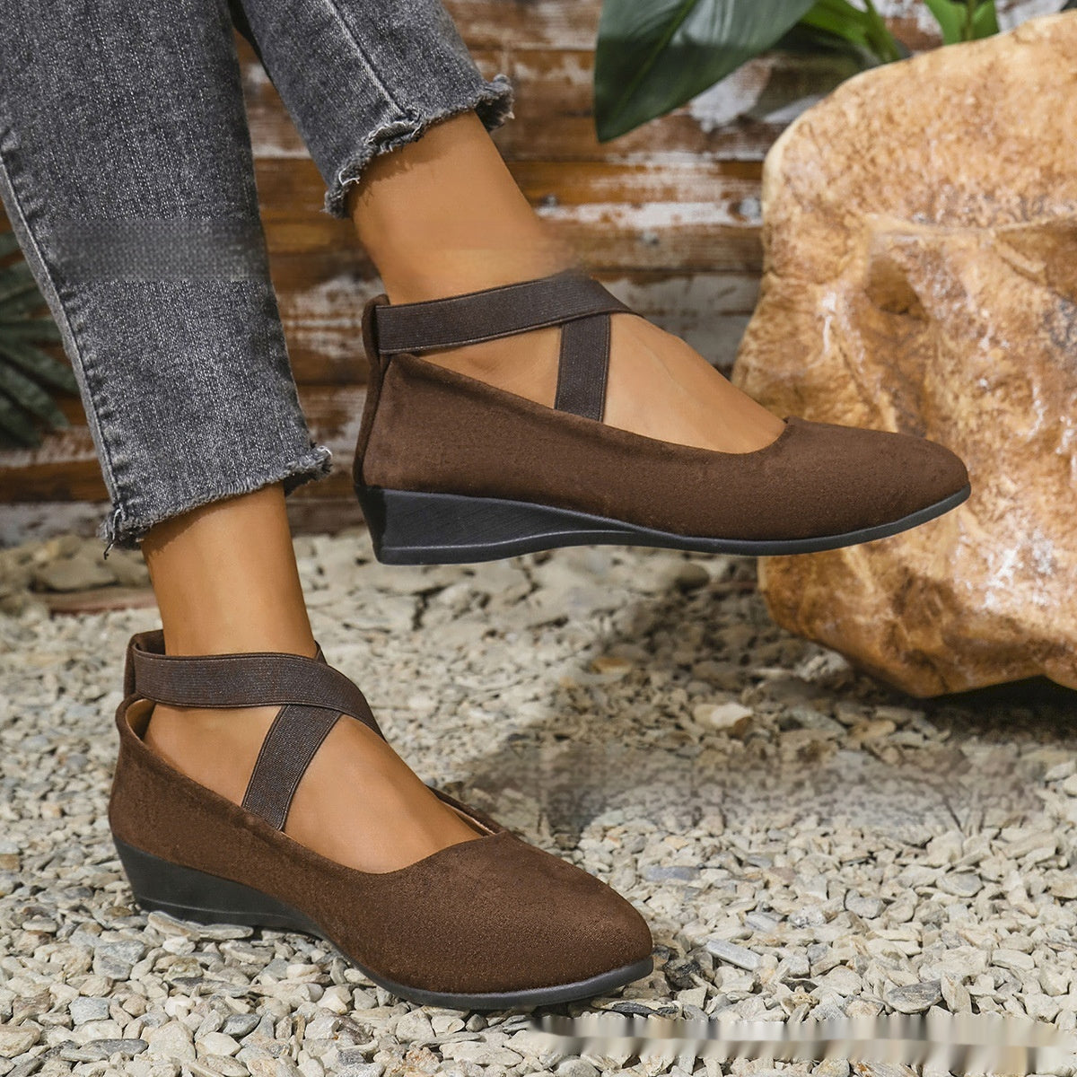 Chaussures compensées pour femme à bout pointu, mode, à brides croisées, ballerines plates décontractées.