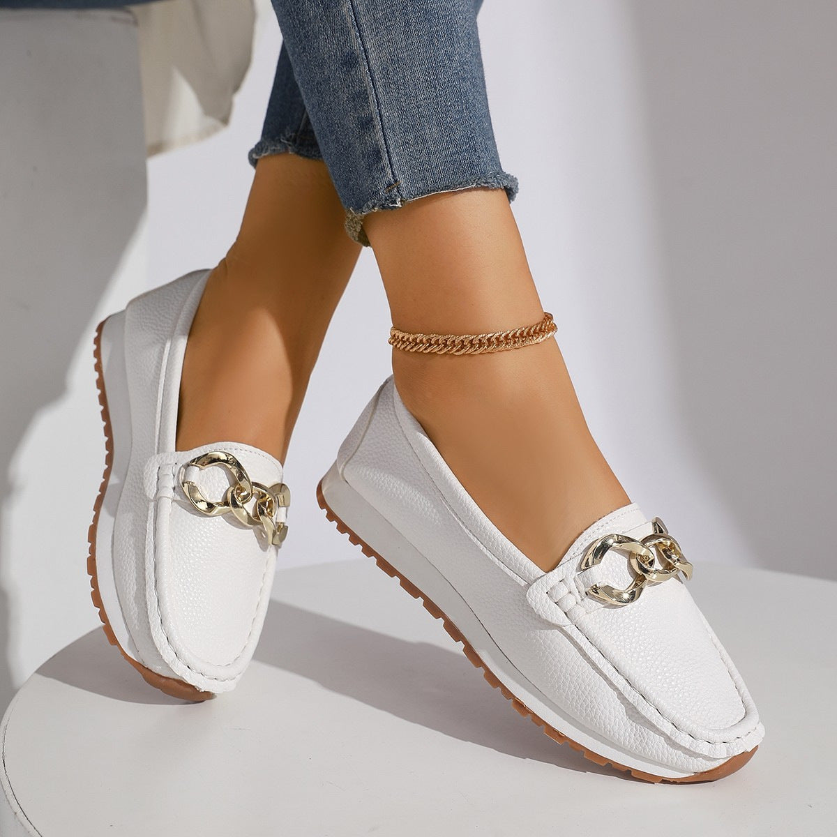 Chaînes Flats Womens Fashion Casual Chaussures coulissantes confortables Mocassins Printemps automne