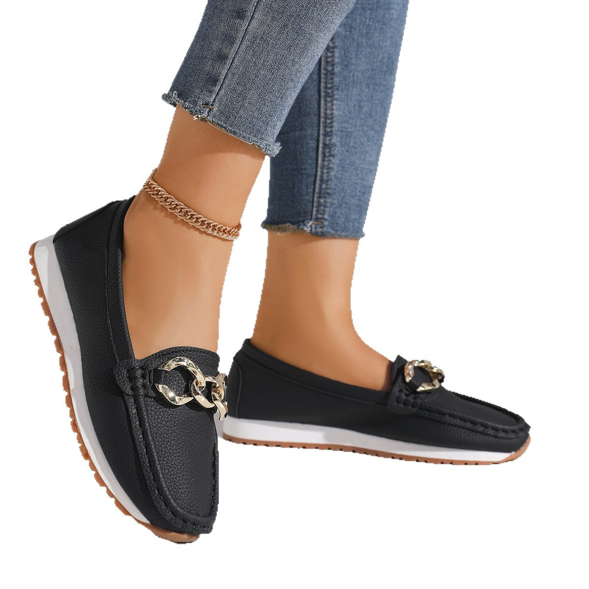Chaînes Flats Womens Fashion Casual Chaussures coulissantes confortables Mocassins Printemps automne