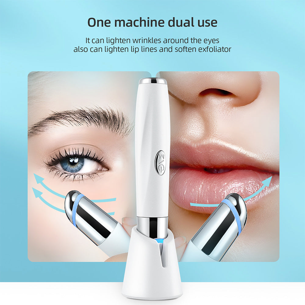 Stylo de massage chauffant pour les yeux – Anti-âge, anti-cernes et poches, avec vibrations soniques pour un effet liftant.