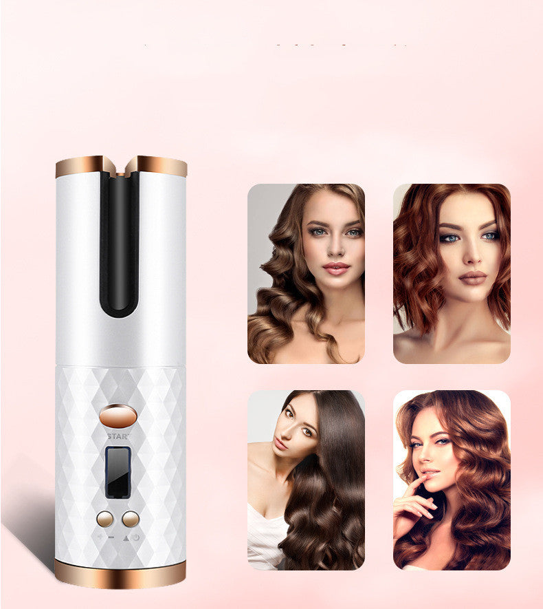 Fer à boucler automatique rechargeable pour femmes, portable, écran LCD, céramique, rotatif, pour boucles et ondulations