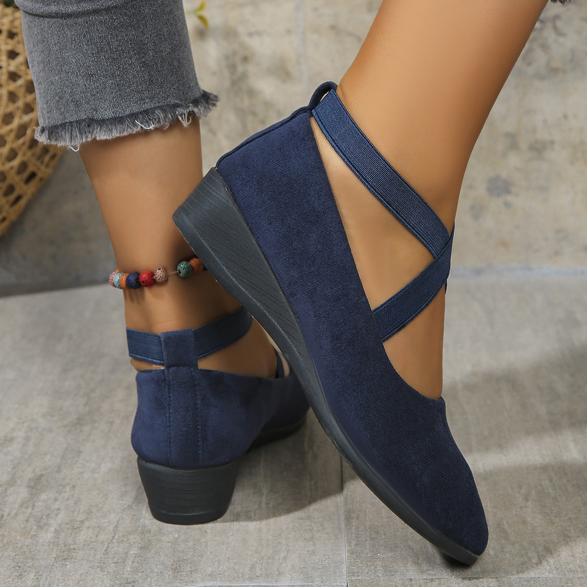 Chaussures compensées pour femme à bout pointu, mode, à brides croisées, ballerines plates décontractées.