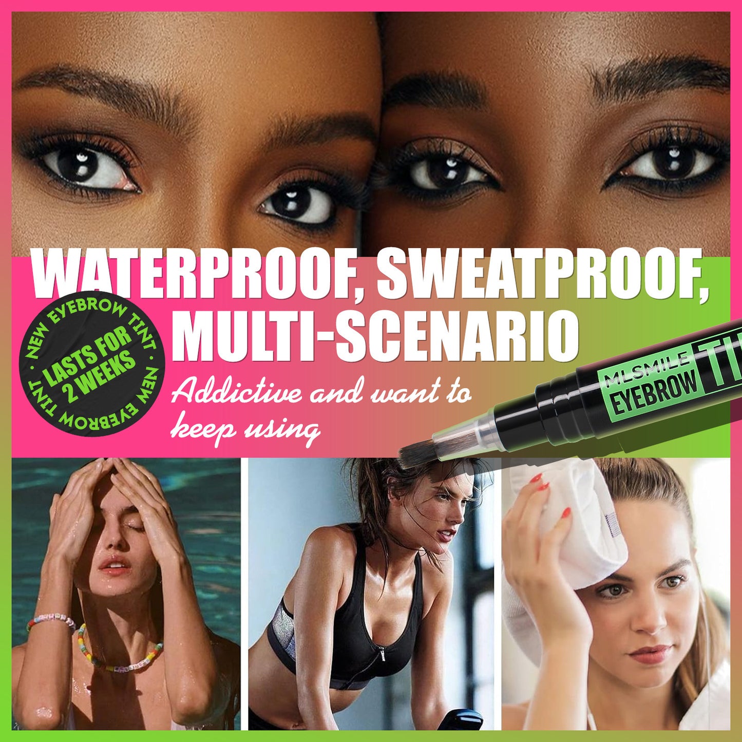 Teinture pour sourcils waterproof, ne coule pas grâce au pochoir