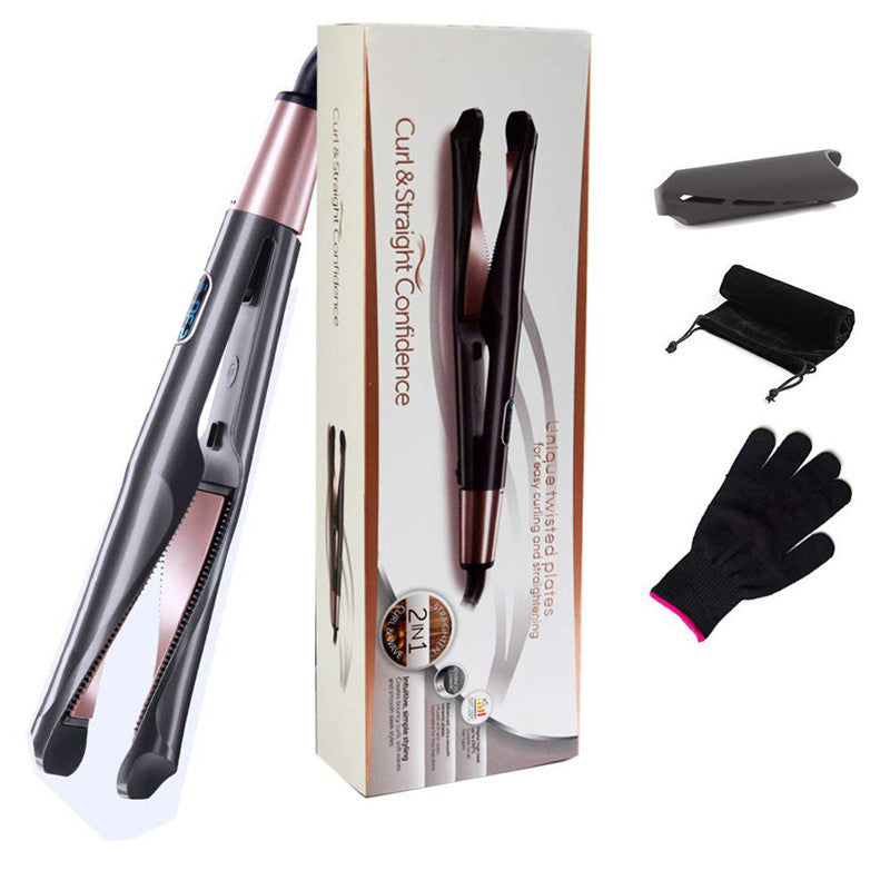Fer à lisser et boucler 2 en 1 pour tous types de cheveux, fer plat torsadé en céramique tourmaline pour la coiffure