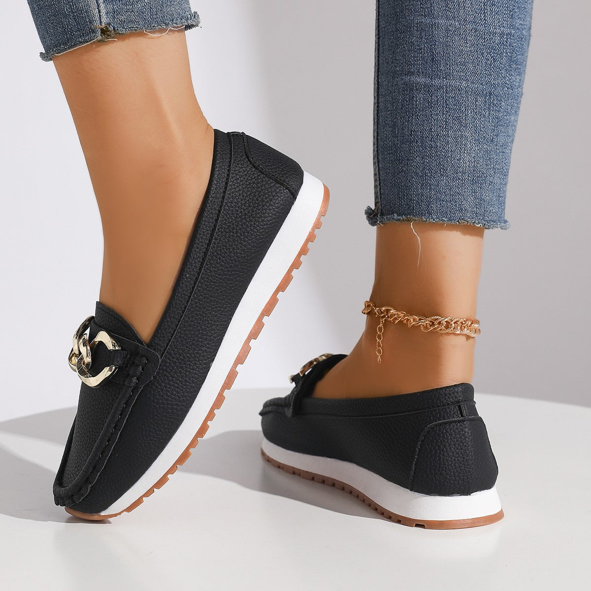 Chaînes Flats Womens Fashion Casual Chaussures coulissantes confortables Mocassins Printemps automne