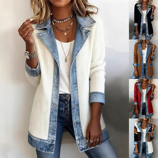 Veste Femme en Denim – Patchwork & Boutonnée