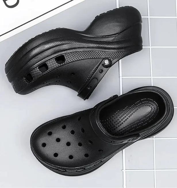 Chaussures à semelles épaisses pour papa – Chaussures de plage rétro à trous