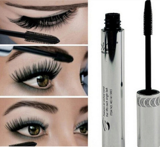 Extension de cils longs et recourbés, mascara en fibre noire, maquillage des yeux