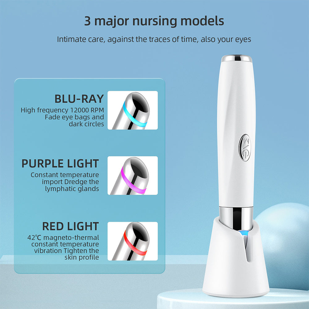 Stylo de massage chauffant pour les yeux – Anti-âge, anti-cernes et poches, avec vibrations soniques pour un effet liftant.