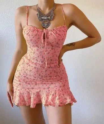 Robe d'Été à Bretelles Motif Floral