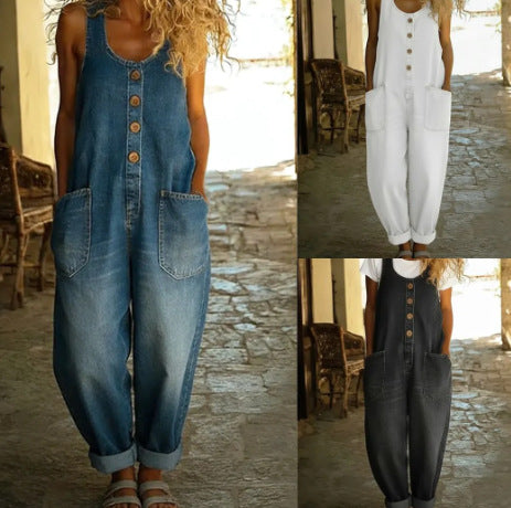 Pantalon de salope à boucle pour femmes Casual Retro Multi-Pocket