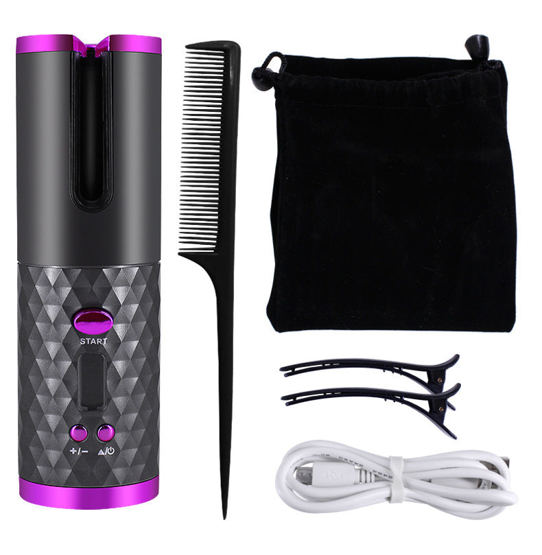 Fer à boucler automatique rechargeable pour femmes, portable, écran LCD, céramique, rotatif, pour boucles et ondulations