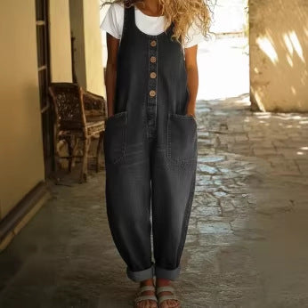 Pantalon de salope à boucle pour femmes Casual Retro Multi-Pocket