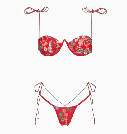 Maillot de Bain Chic Brodé à Fente