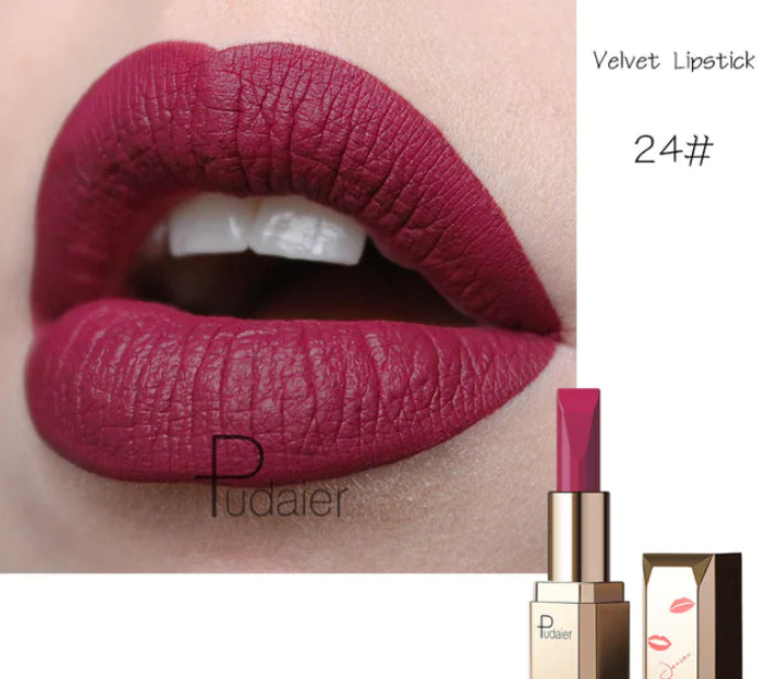 Rouge à Lèvres Mat Longue Durée Pudale - 26 Teintes, Waterproof