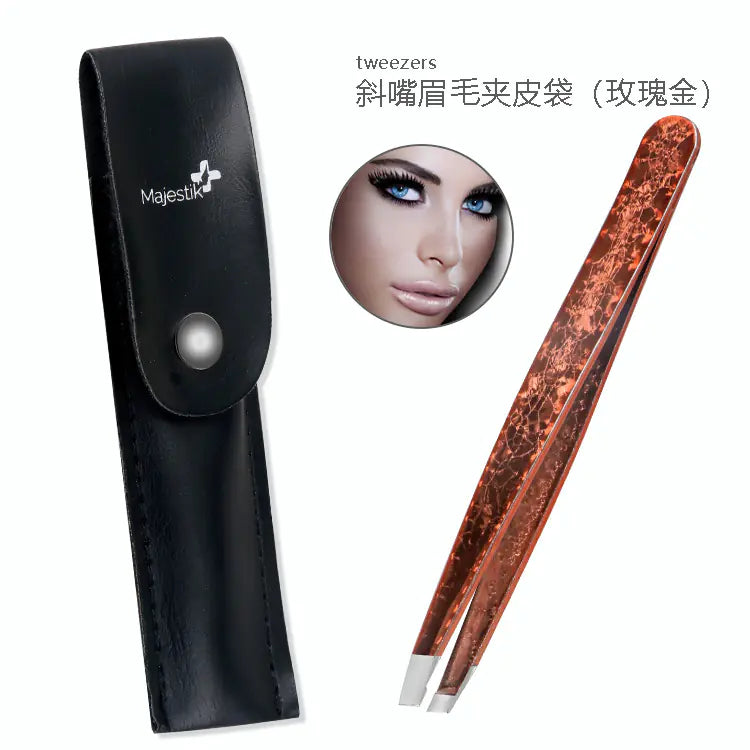 Set de Beauté en Acier Inoxydable à Double Face avec Pincettes