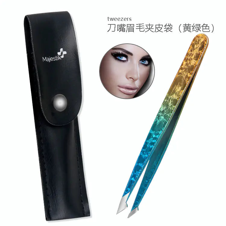 Set de Beauté en Acier Inoxydable à Double Face avec Pincettes