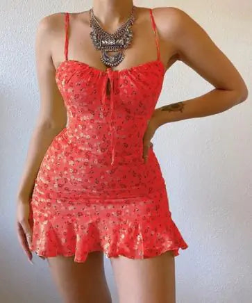 Robe d'Été à Bretelles Motif Floral