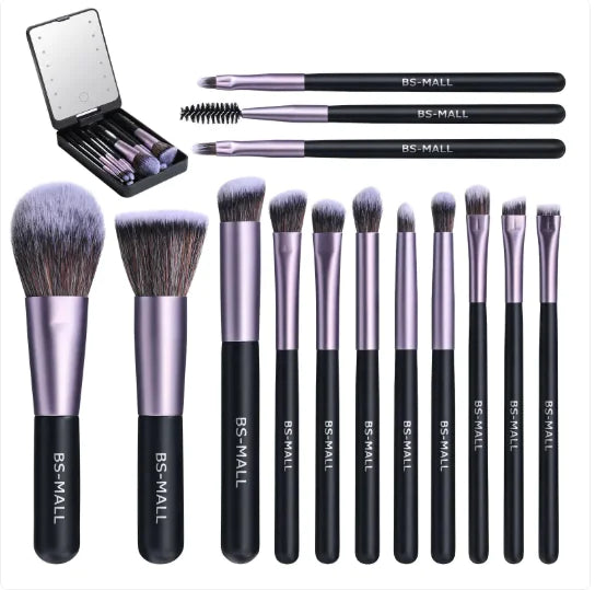 Pinceaux de Maquillage avec Miroir Lumineux