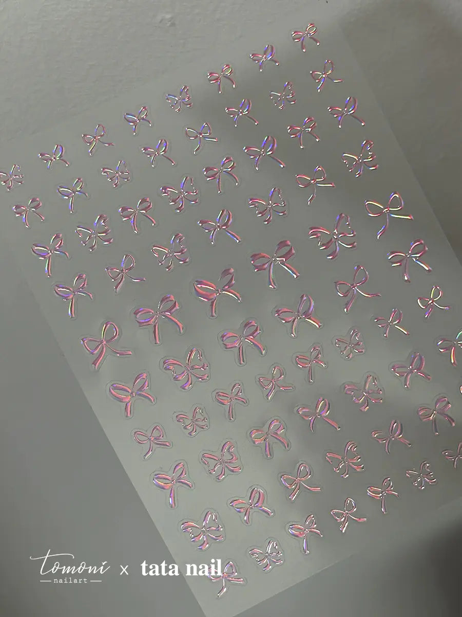 Nouveaux Autocollants pour Ongles avec Nœuds en Cristal et Lignes Élégantes
