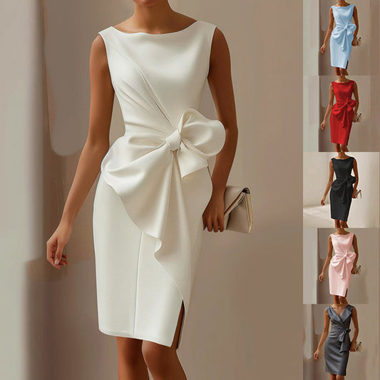 Robe Femme Élégante – Noeud & Coupe Slim