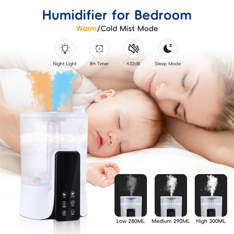 6L Humidificateur de grande capacité Intelligent Chronométré Spray UV Stérilisation Télécommande Intelligente