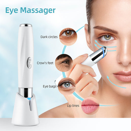 Stylo de massage chauffant pour les yeux – Anti-âge, anti-cernes et poches, avec vibrations soniques pour un effet liftant.