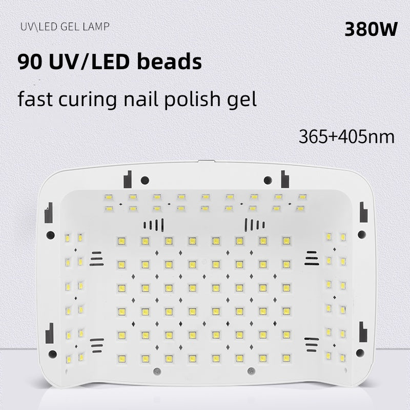 Sèche-ongles professionnel 380 W, 90 LED, lampe UV pour le séchage de tous les vernis à ongles gel, détection de mouvement, manucure et pédicure