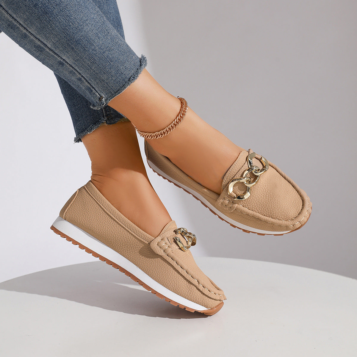Chaînes Flats Womens Fashion Casual Chaussures coulissantes confortables Mocassins Printemps automne