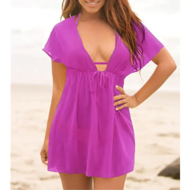 Couvre-maillot Bikini Transparent à Col en V Profond pour la Plage