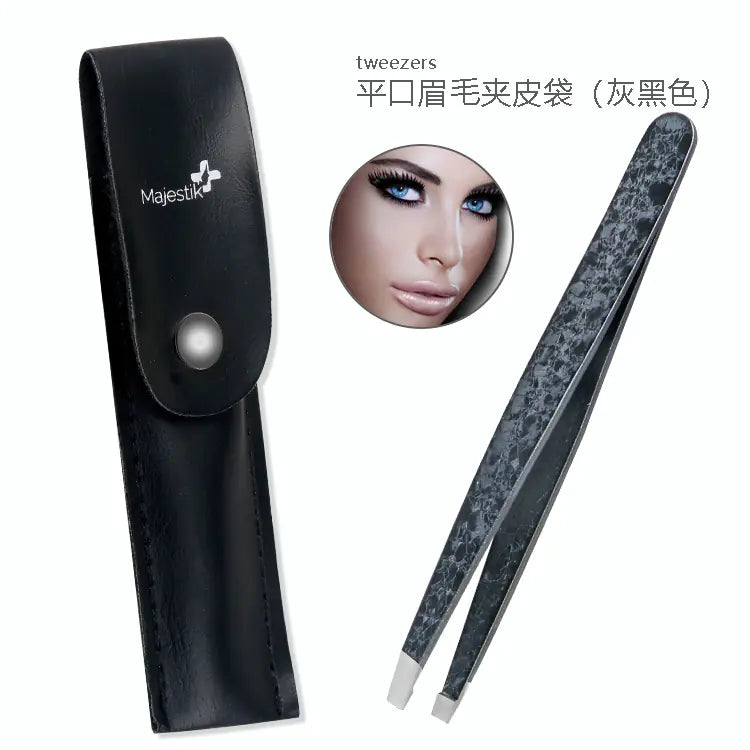 Set de Beauté en Acier Inoxydable à Double Face avec Pincettes