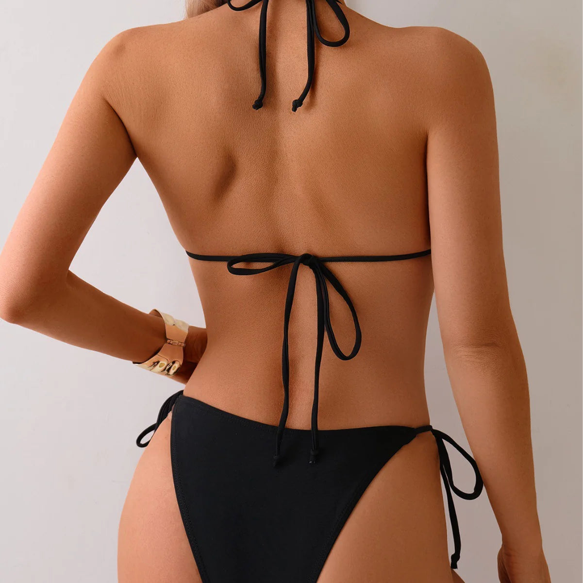 Maillot de Bain Deux Pièces Chic à Perles Métalliques
