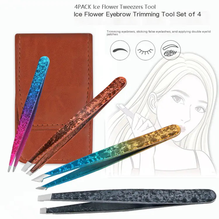 Set de Beauté en Acier Inoxydable à Double Face avec Pincettes
