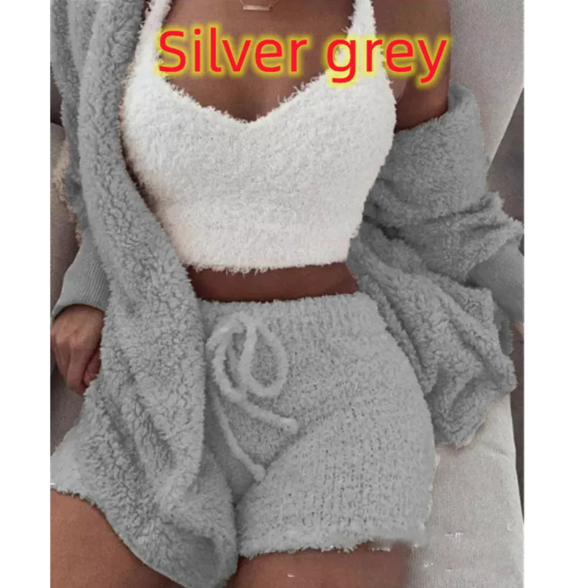 Ensemble de 3 pièces de vêtements d'intérieur en peluche tendance pour femmes